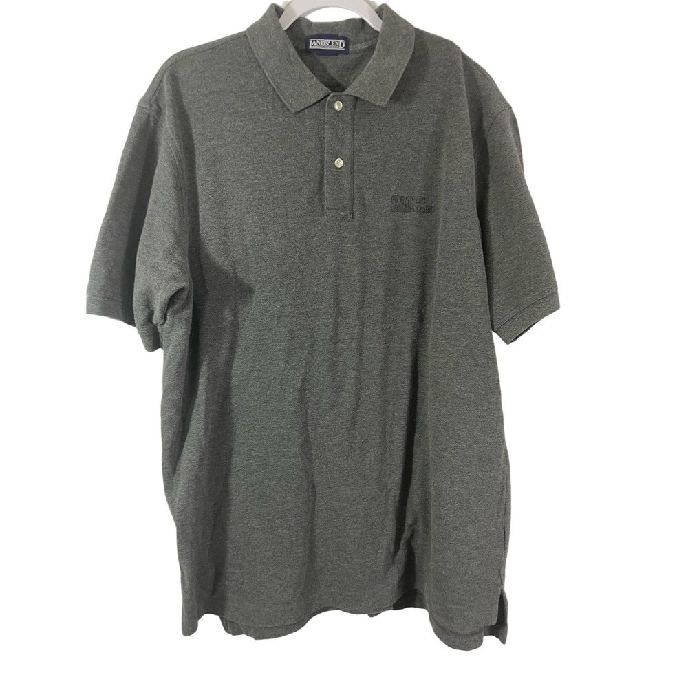Large CAT Lift Trucks Gray Polo Land's End Embroidered Logo Uniform Work Shirt